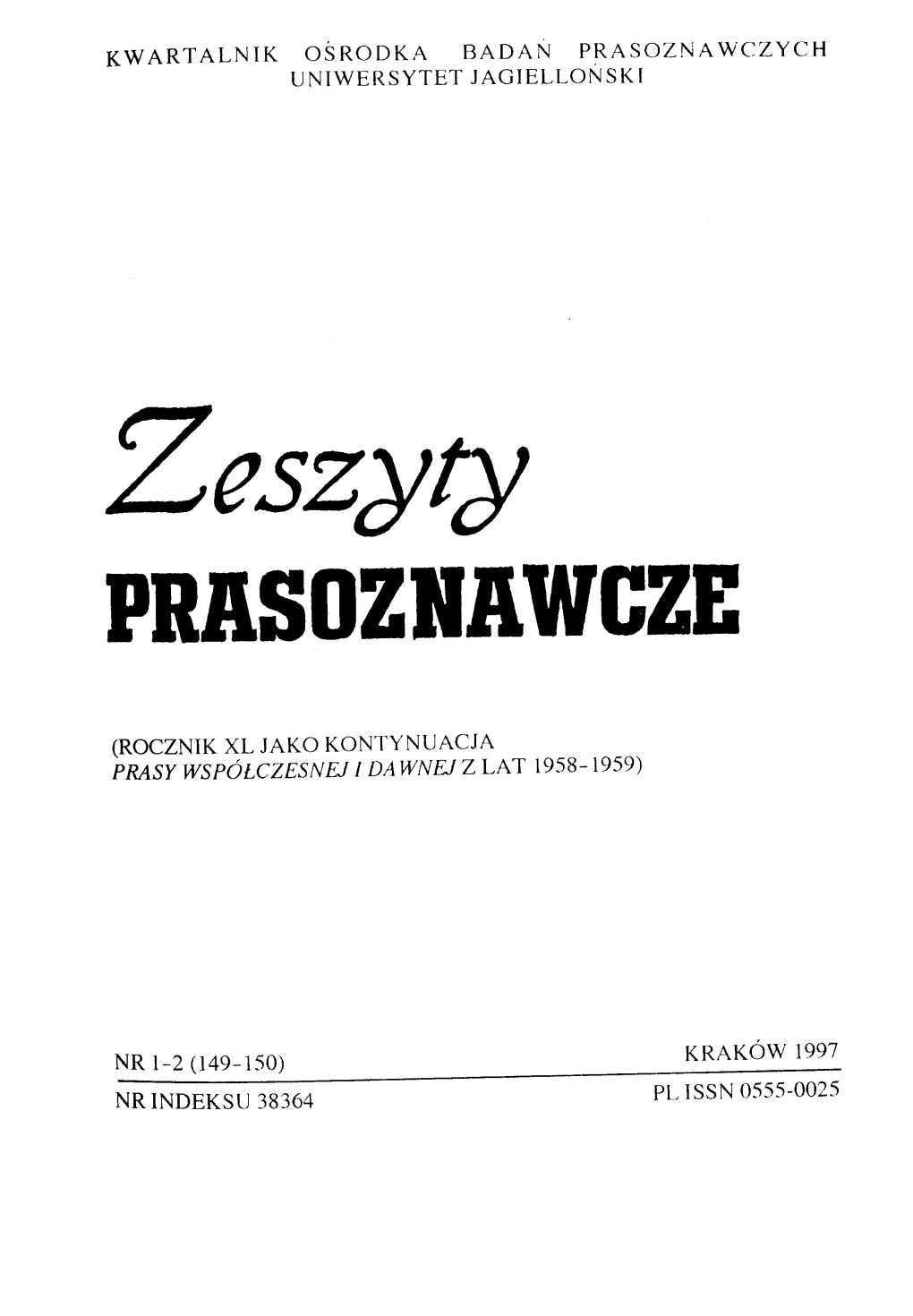 Zeszyty PRASOZNAWCZE