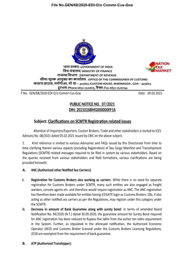Clarifications on SCMTR Registration Related Issues