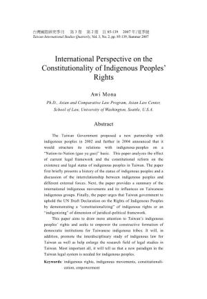 International Perspective on the Constitutionality of Indigenous Peoples’ Rights