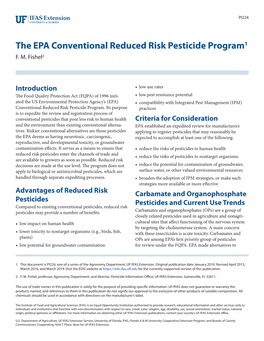The EPA Conventional Reduced Risk Pesticide Program1 F