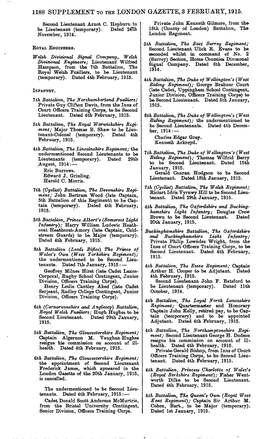 1188 Supplement to the London Gazette, 3 Februaky, 1915