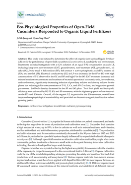 Eco-Physiological Properties of Open-Field Cucumbers Responded to Organic Liquid Fertilizers