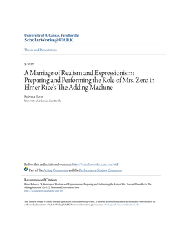 A Marriage of Realism and Expressionism: Preparing and Performing the Role of Mrs. Zero in Elmer Rice's the Adding Machine