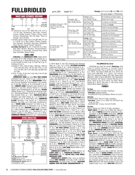 Fullbridled Gr/Ro, 2001 Height 16.1 Dosage (10-11-8-0-3); DI: 3.57; CD: 0.78 See Gray Pages—Polynesian RACE and (STAKES) RECORD Fappiano, 1977 Mr