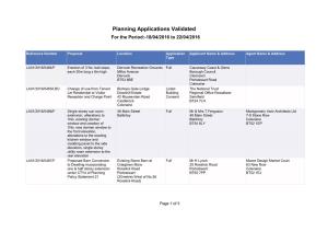 Planning Applications Validated for the Period:-18/04/2016 to 22/04/2016