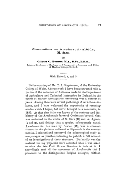 Observations on Aracknactis Albida, M. Sars. by Oilbert €