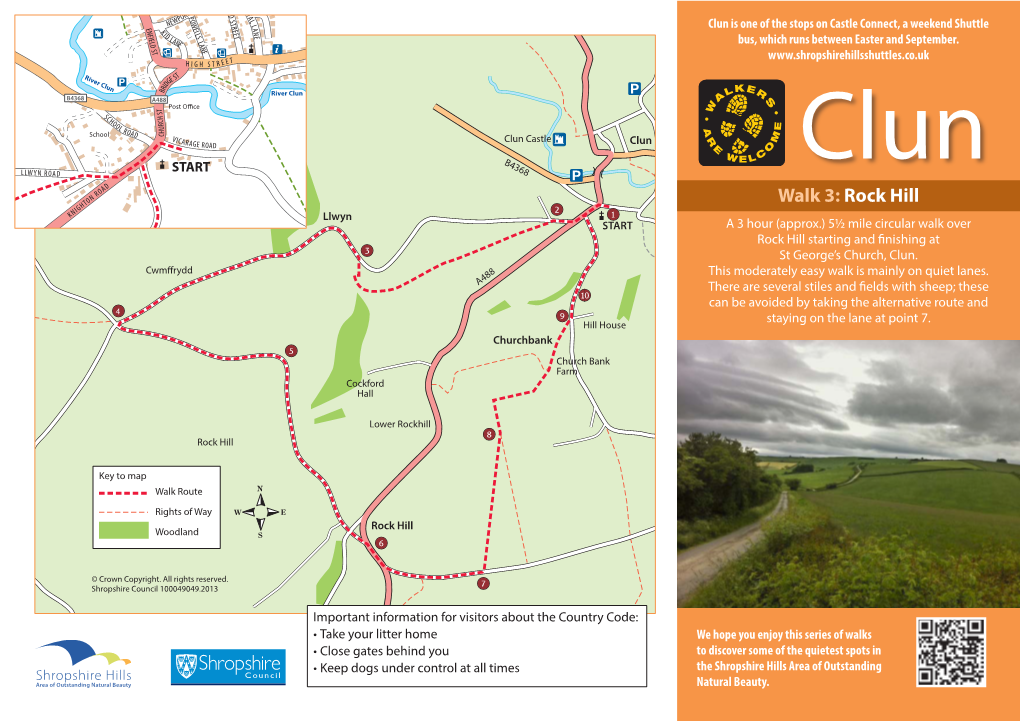 Rock Hill HT IG KN Llwyn START a 3 Hour (Approx.) 5½ Mile Circular Walk Over Rock Hill Starting and Finishing at St George’S Church, Clun