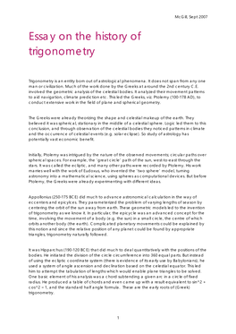 Essay on the History of Trigonometry