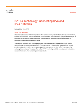 NAT64 Technology: Connecting Ipv6 and Ipv4 Networks