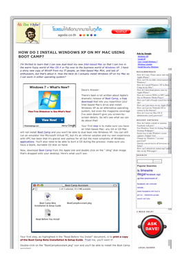 How Do I Install Windows XP on My Mac Using Boot Camp?