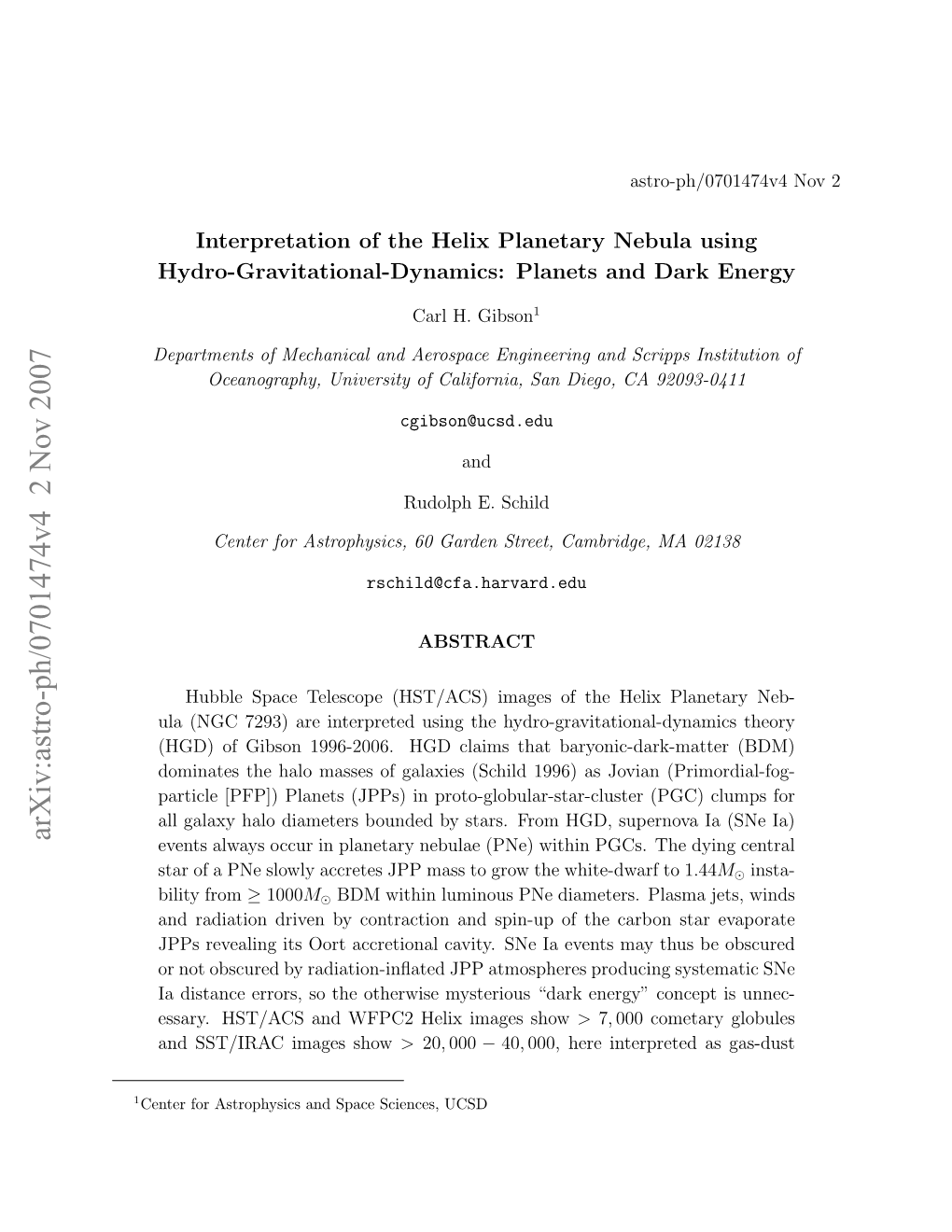 Interpretation of the Helix Planetary Nebula Using Hydro-Gravitational-Dynamics: Planets and Dark Energy