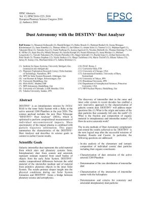 Dust Astronomy with the DESTINY+ Dust Analyser