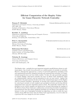 Efficient Computation of the Shapley Value for Game-Theoretic Network