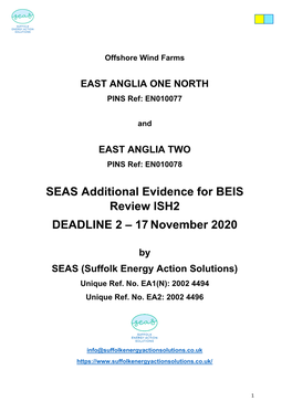 SEAS Additional Evidence for BEIS Review ISH2 DEADLINE 2 – 17 November 2020
