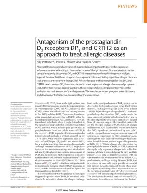 Antagonism of the Prostaglandin D Receptors DP and CRTH2 As An