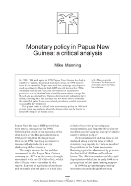 Monetary Policy in Papua New Guinea: a Critical Analysis