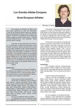 Los Grandes Atletas Europeos Great European Athletes