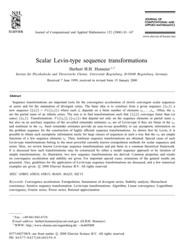 Scalar Levin-Type Sequence Transformations Herbert H.H