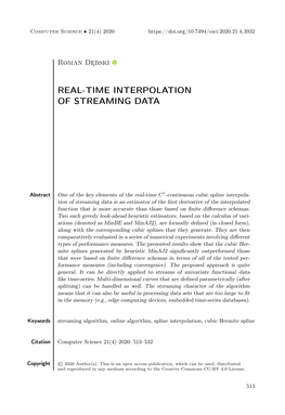 Real-Time Interpolation of Streaming Data