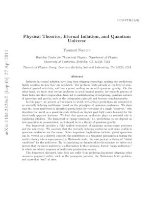 Physical Theories, Eternal Inflation, and Quantum Universe