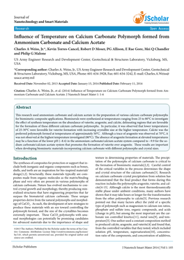 Influence of Temperature on Calcium Carbonate Polymorph Formed From