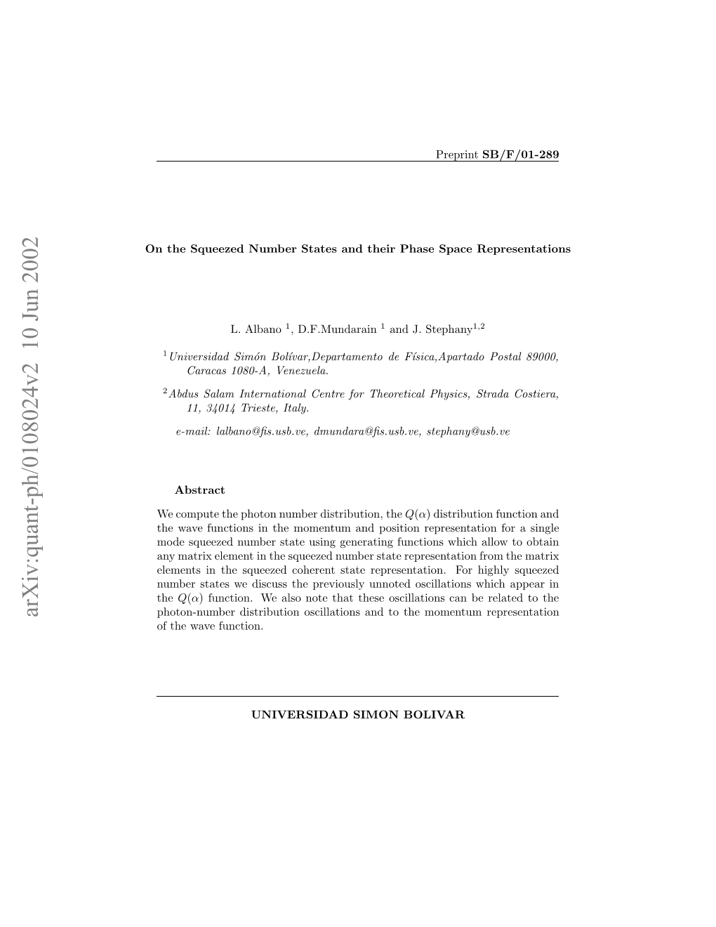 Arxiv:Quant-Ph/0108024V2 10 Jun 2002