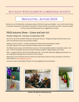 Autumn 2018 Newsletter