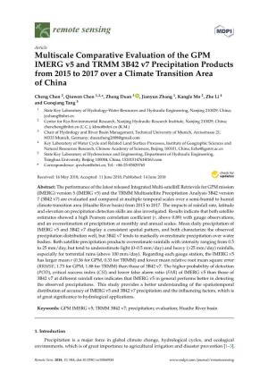 Multiscale Comparative Evaluation of the GPM IMERG V5 and TRMM 3B42 V7 Precipitation Products from 2015 to 2017 Over a Climate Transition Area of China