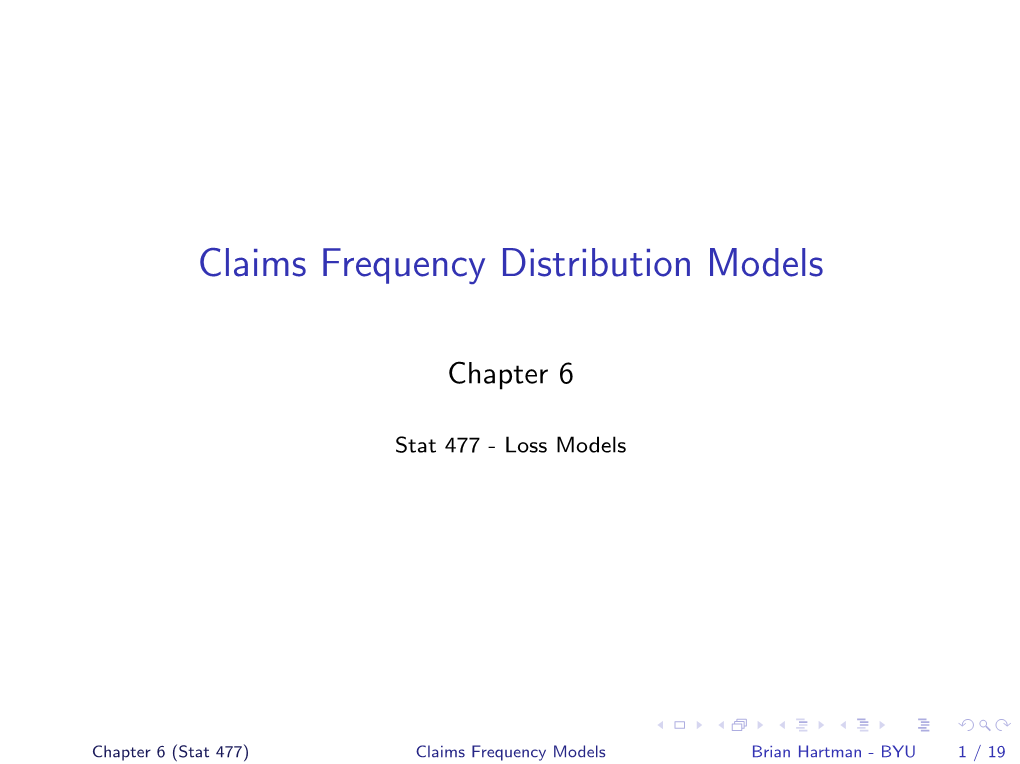 Claims Frequency Distribution Models