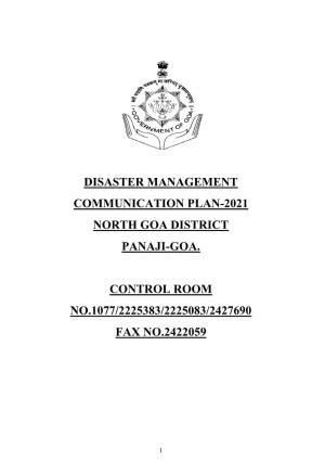 Disaster Management Communication Plan 2021 North