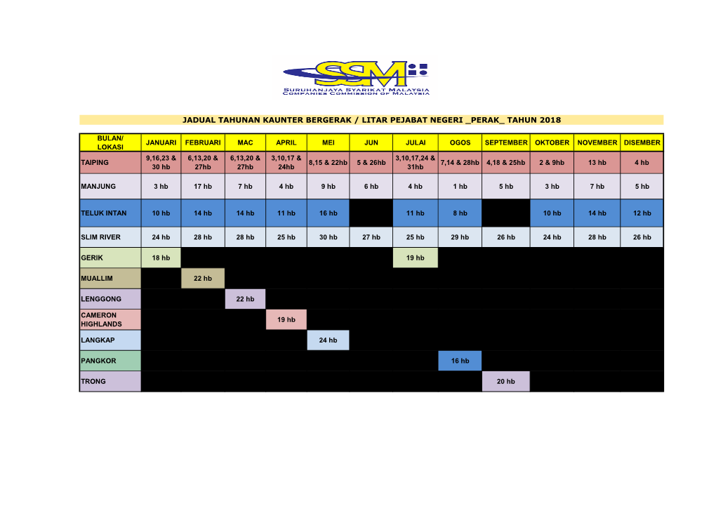 NEW CALENDAR MOBILE COUNTER OCT-DEC 2018 SSM PERAK.Pdf