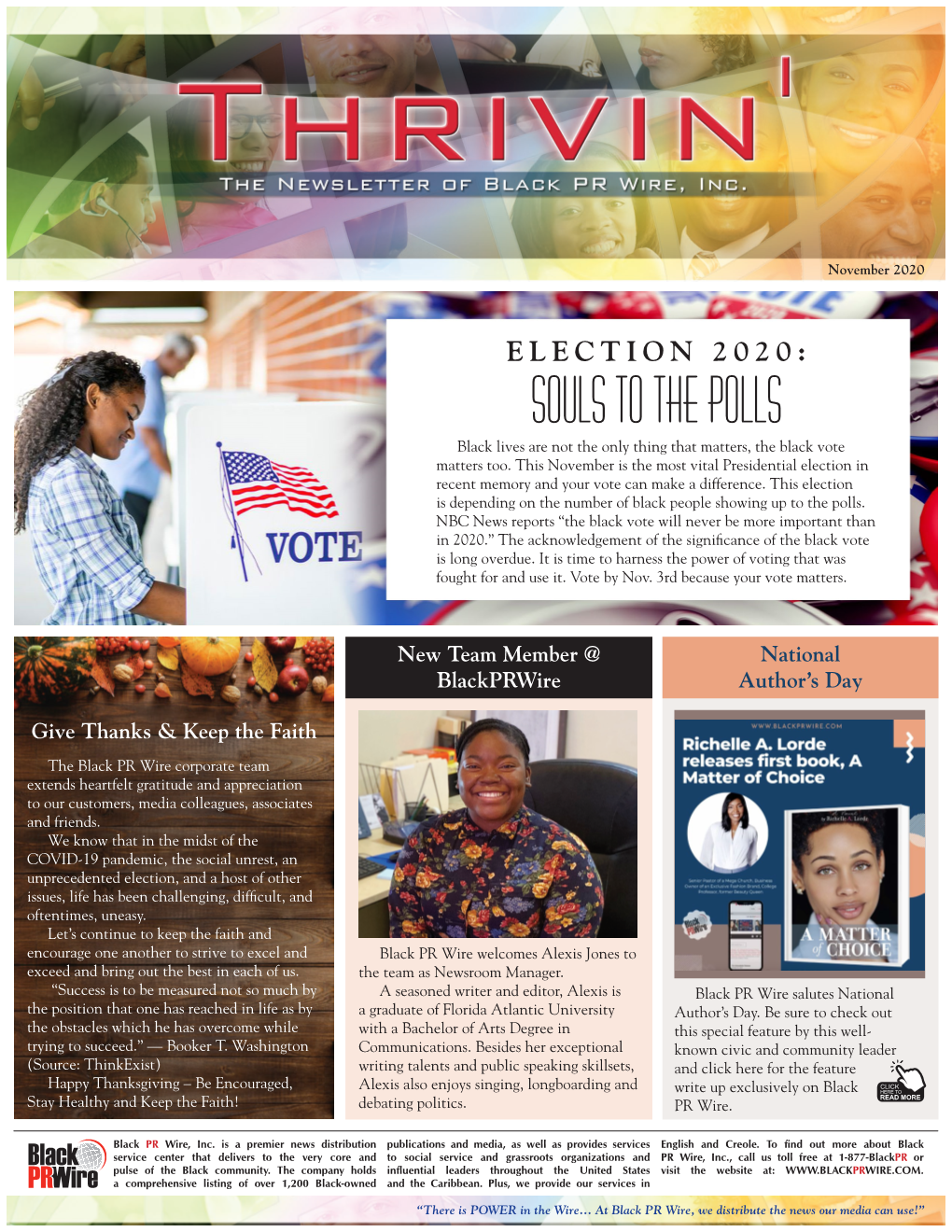 ELECTION 2020: Souls to the Polls Black Lives Are Not the Only Thing That Matters, the Black Vote Matters Too