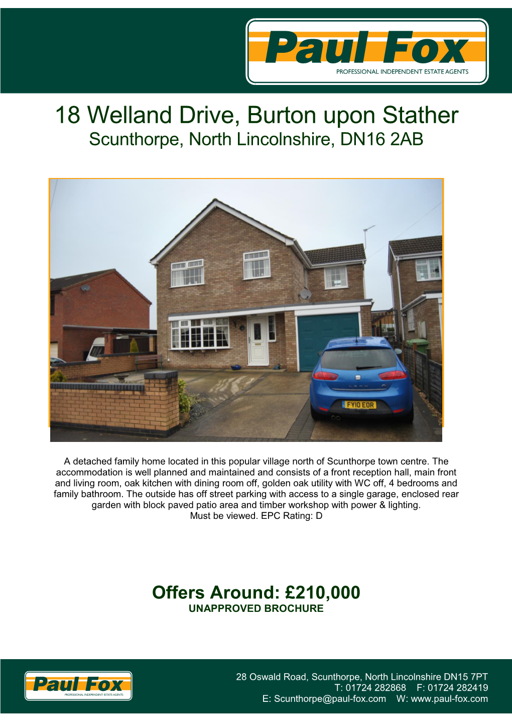 18 Welland Drive, Burton Upon Stather Scunthorpe, North Lincolnshire, DN16 2AB
