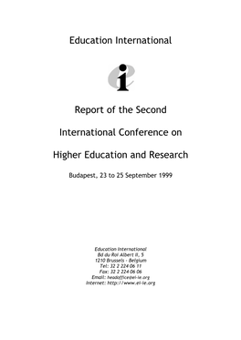 (1999) Report of the EI International Conference on Higher Education