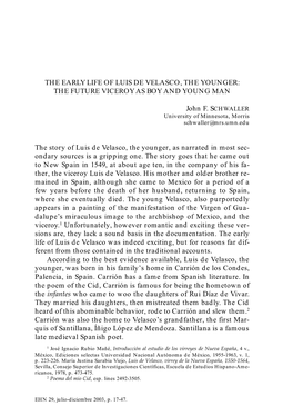 The Early Life of Luis De Velasco, the Younger: the Future Viceroy As Boy and Young Man