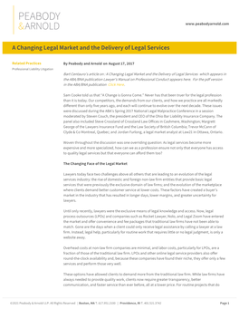 A Changing Legal Market and the Delivery of Legal Services
