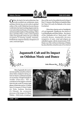 Jagannath Cult and Its Impact on Odishan Music and Dance