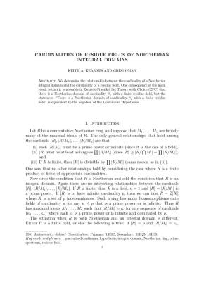 Cardinalities of Residue Fields of Noetherian Integral Domains