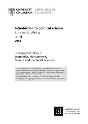 Introduction to Political Science S