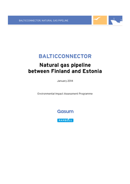 BALTICCONNECTOR Natural Gas Pipeline Between Finland and Estonia