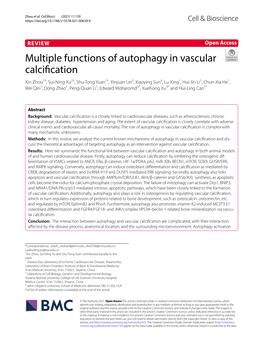 Multiple Functions of Autophagy in Vascular Calcification