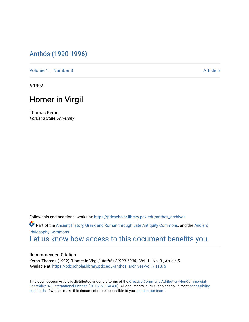 Homer in Virgil