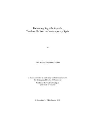 Following Sayyida Zaynab: Twelver Shi'ism in Contemporary Syria