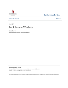 Book Review: Wardance Jenifer Sarver Bridgewater State University, Jsarver@Bridgew.Edu