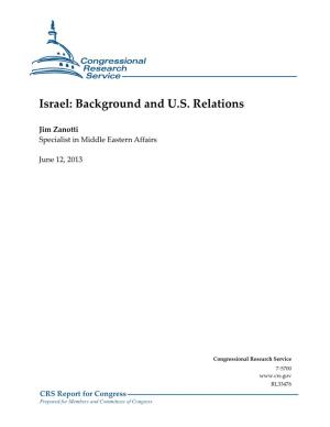 Israel: Background and U.S. Relations