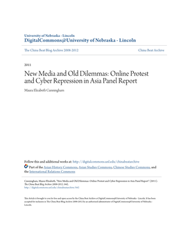 Online Protest and Cyber Repression in Asia Panel Report Maura Elizabeth Cunningham