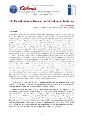 The Reunification of Germany & Global Social Evolution