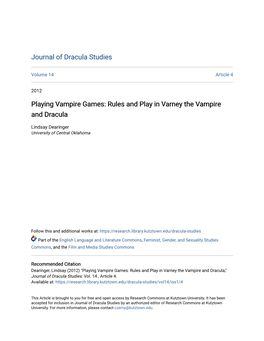 Rules and Play in Varney the Vampire and Dracula