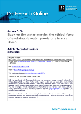 The Ethical Fixes of Sustainable Water Provisions in Rural China