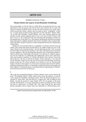 Thomas Hardy and Aspects of Anti-Romantic Ornithology